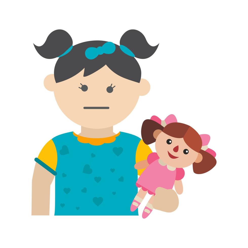 Playing with Doll Flat Multicolor Icon vector