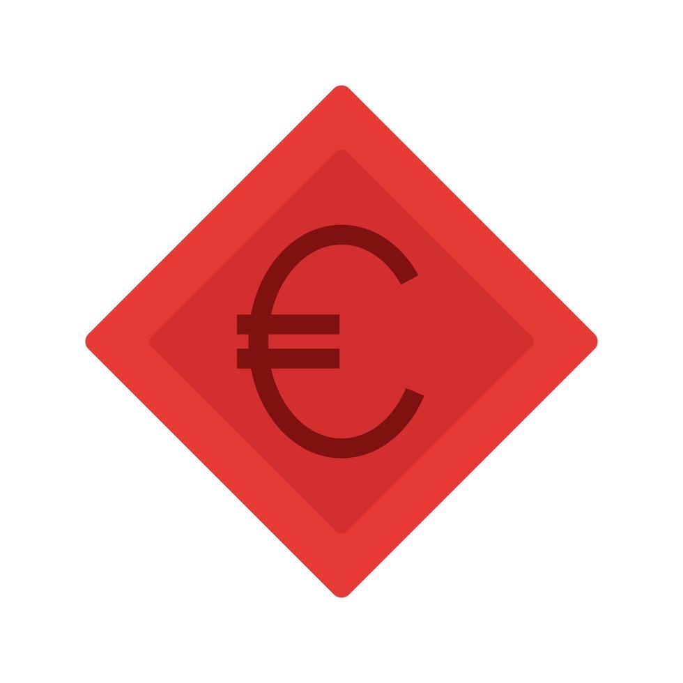 euro, símbolo, plano, multicolor, icono vector