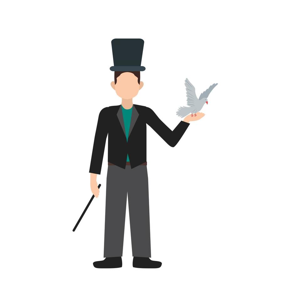 Magician with Dove Flat Multicolor Icon vector