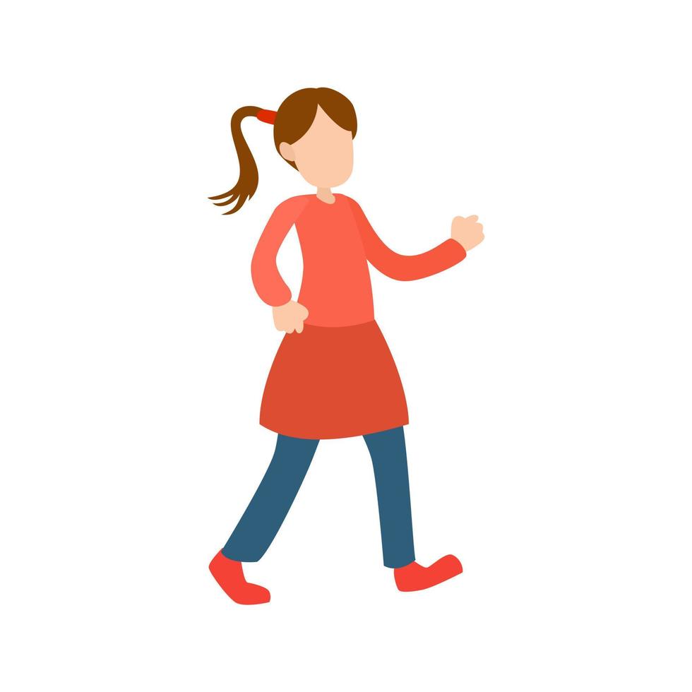 chica caminando plana icono multicolor vector