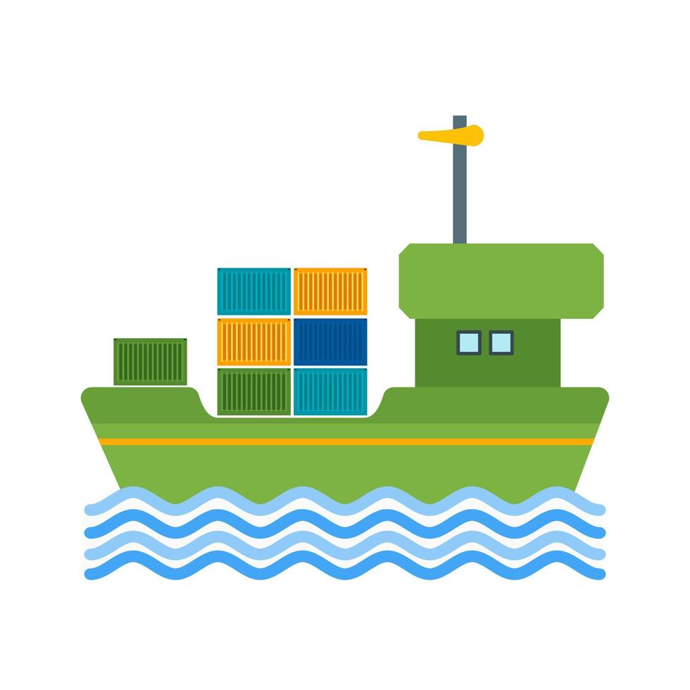 Cargo Ship II Flat Multicolor Icon vector