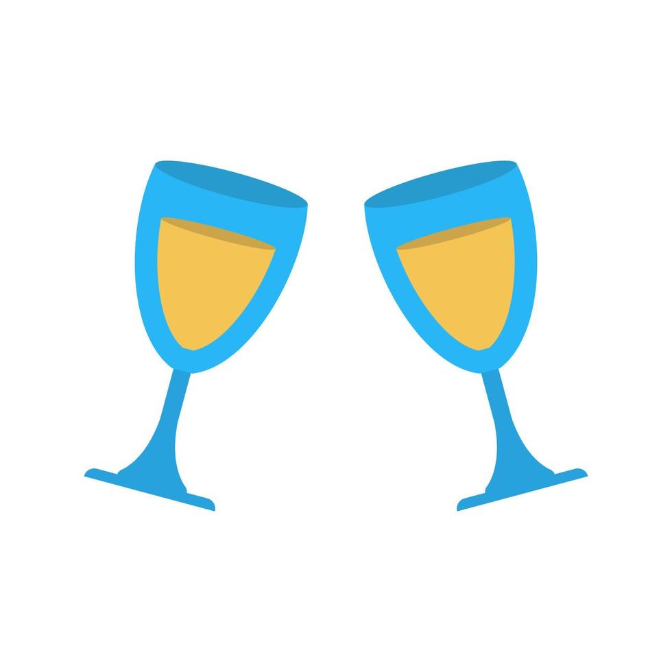 Champagne in Glass Flat Multicolor Icon vector