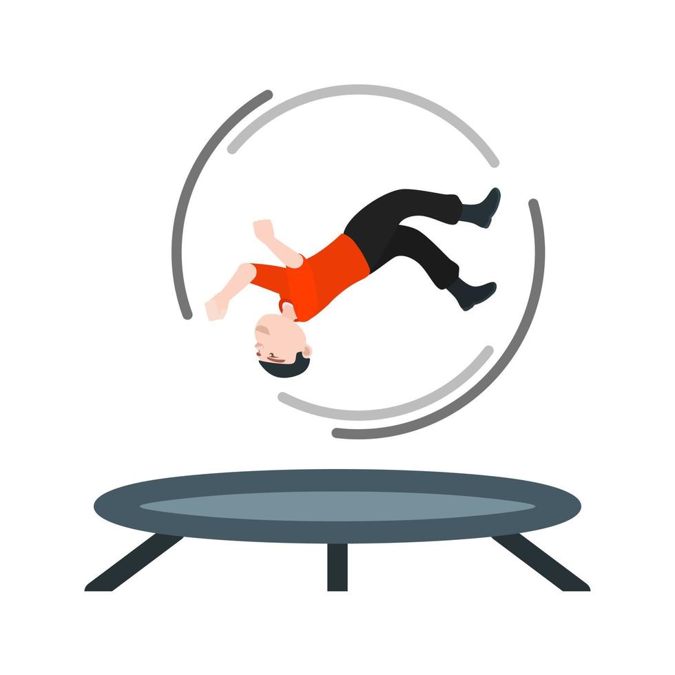 Trampoline Jumping Flat Multicolor Icon vector