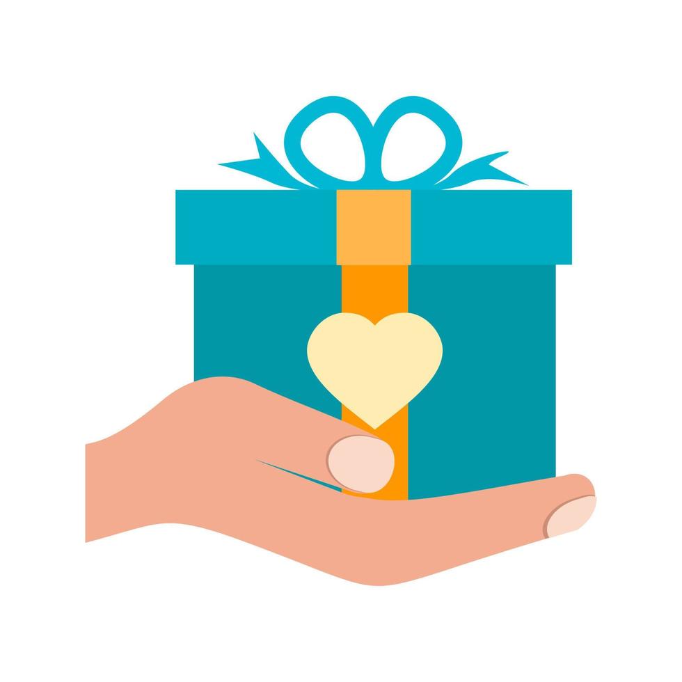 Holding Gift Flat Multicolor Icon vector