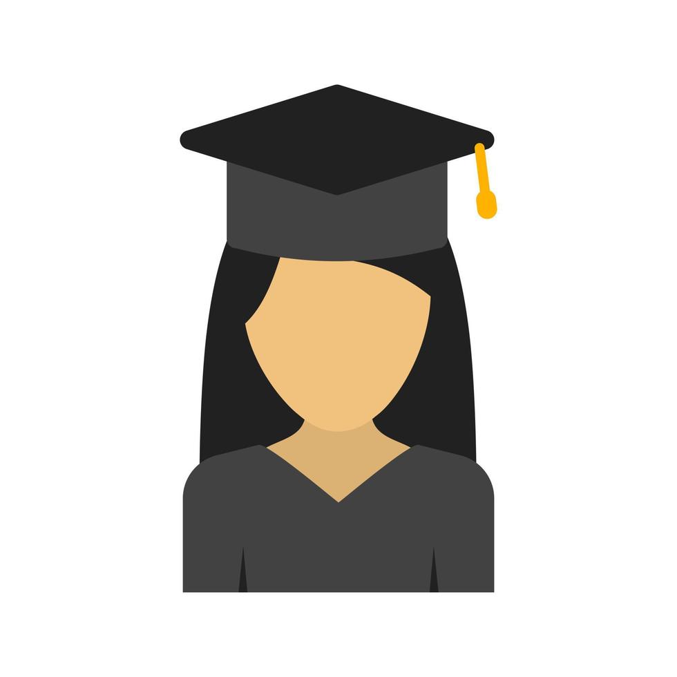 Graduated Lady Flat Multicolor Icon vector