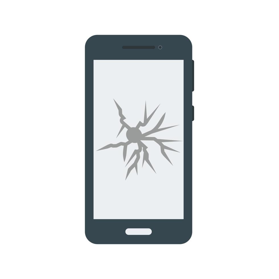 Broken Cell Phone Flat Multicolor Icon vector