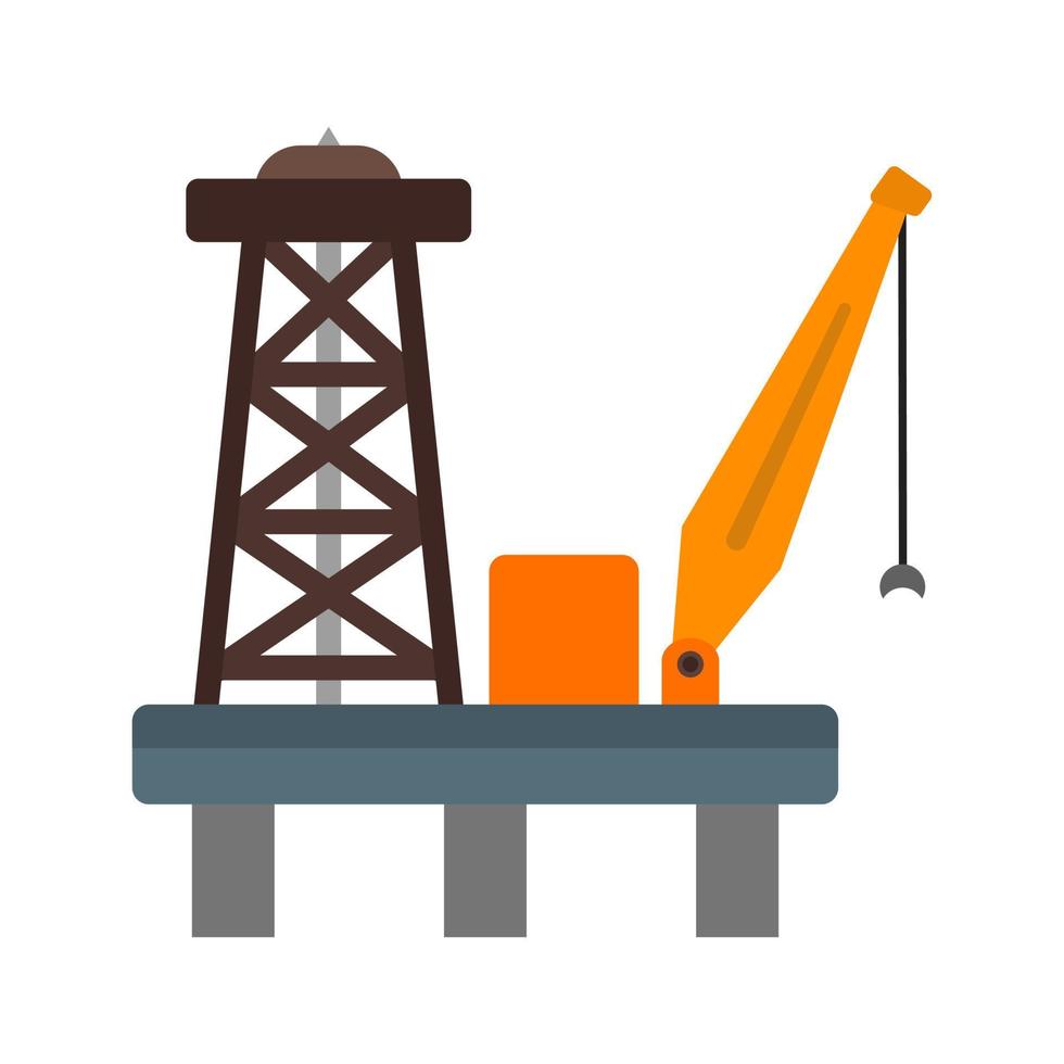 Oil Platform Flat Multicolor Icon vector