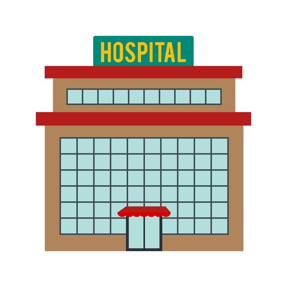 hospital, plano, multicolor, icono vector