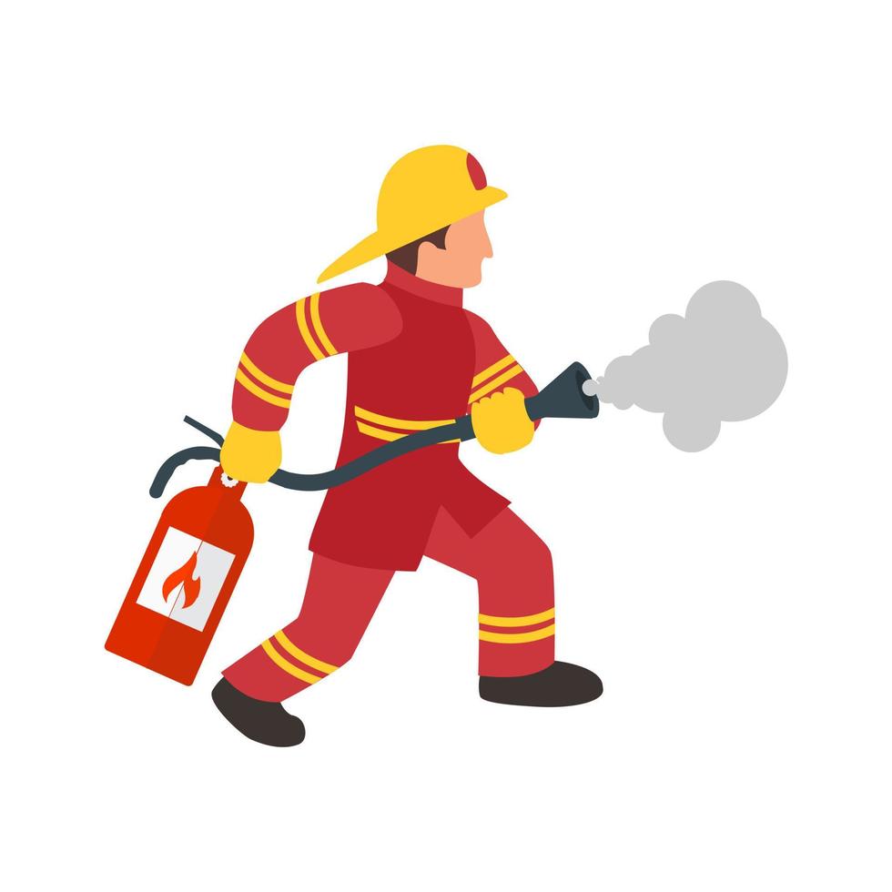 Using Extinguisher Flat Multicolor Icon vector