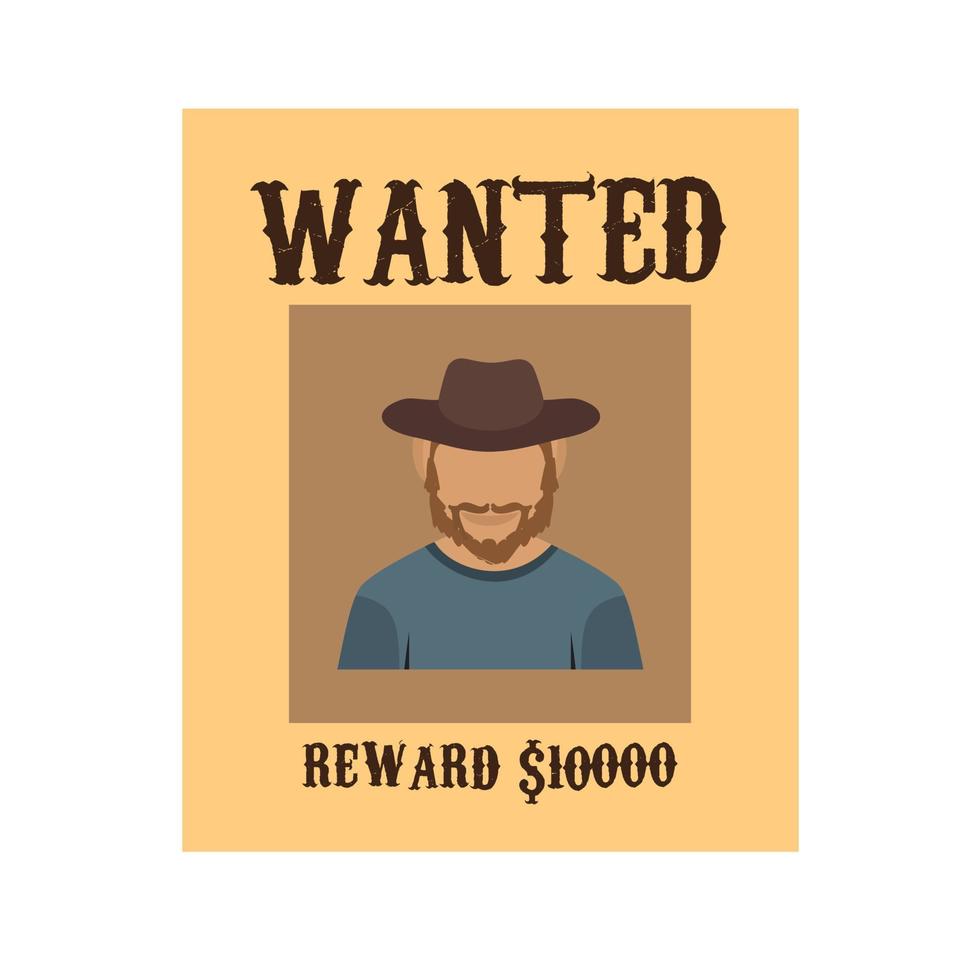 Wanted Poster Flat Multicolor Icon vector
