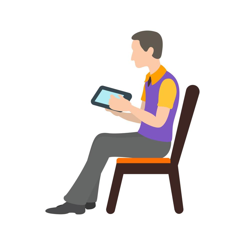 Man with Smartphone Flat Multicolor Icon vector