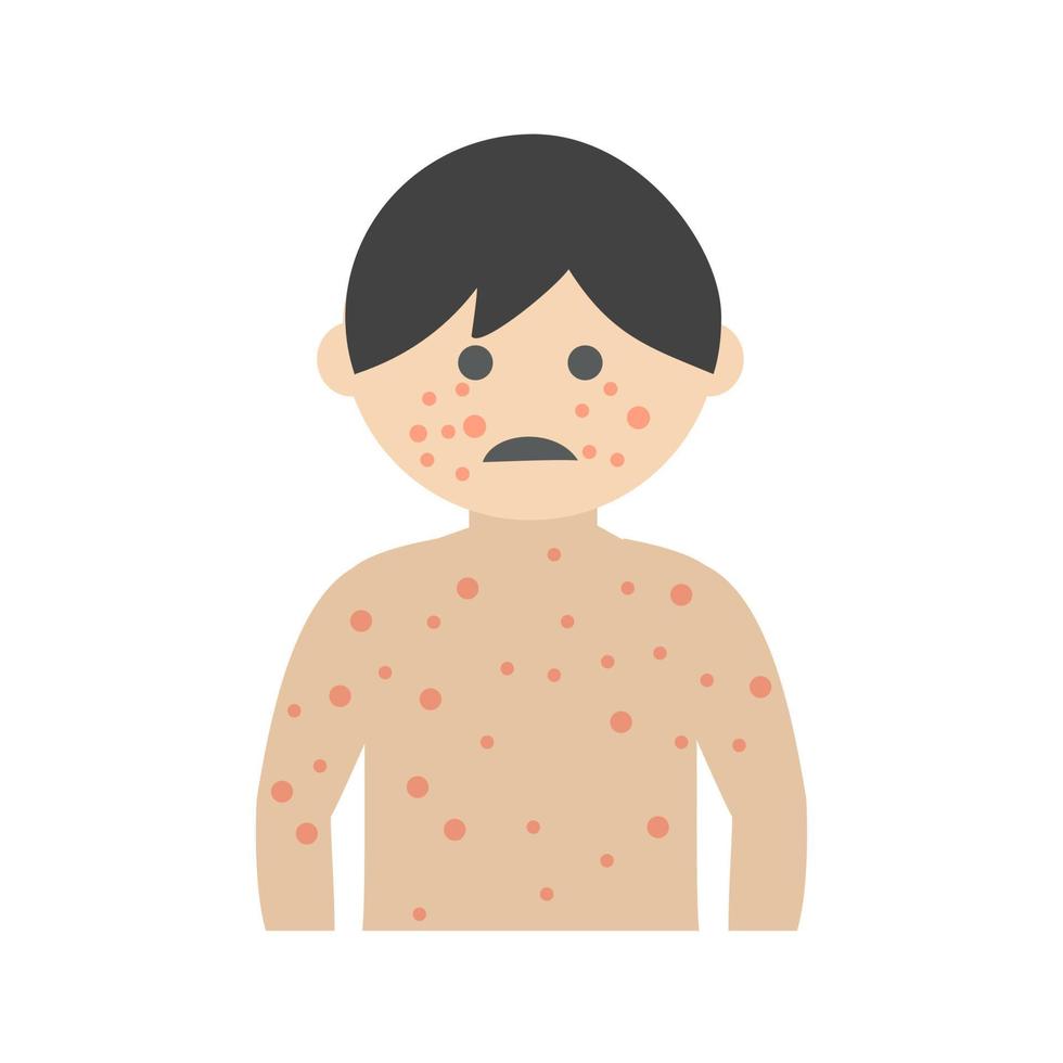 Boy with Measles Flat Multicolor Icon vector