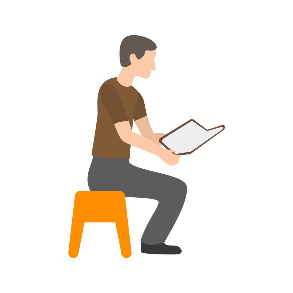 Man Reading Storybook Flat Multicolor Icon vector