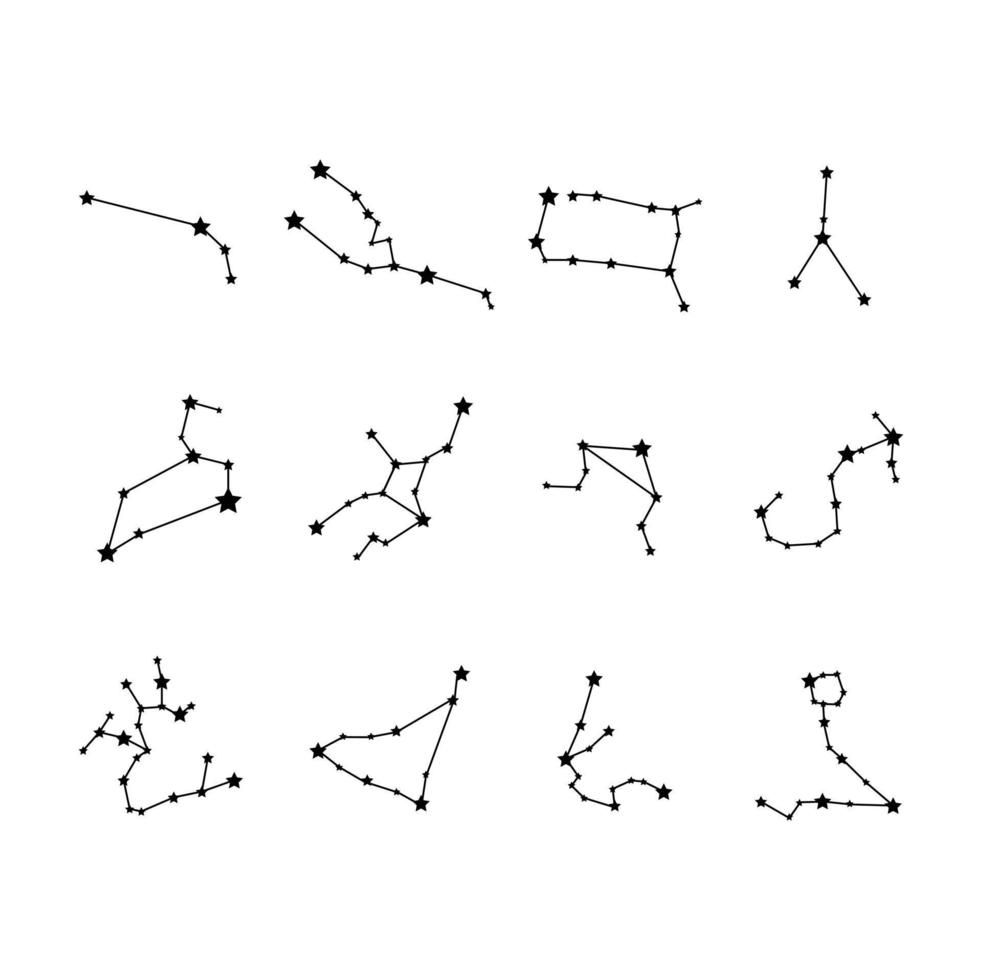 horóscopo astrología constelaciones aisladas sobre fondo blanco vector