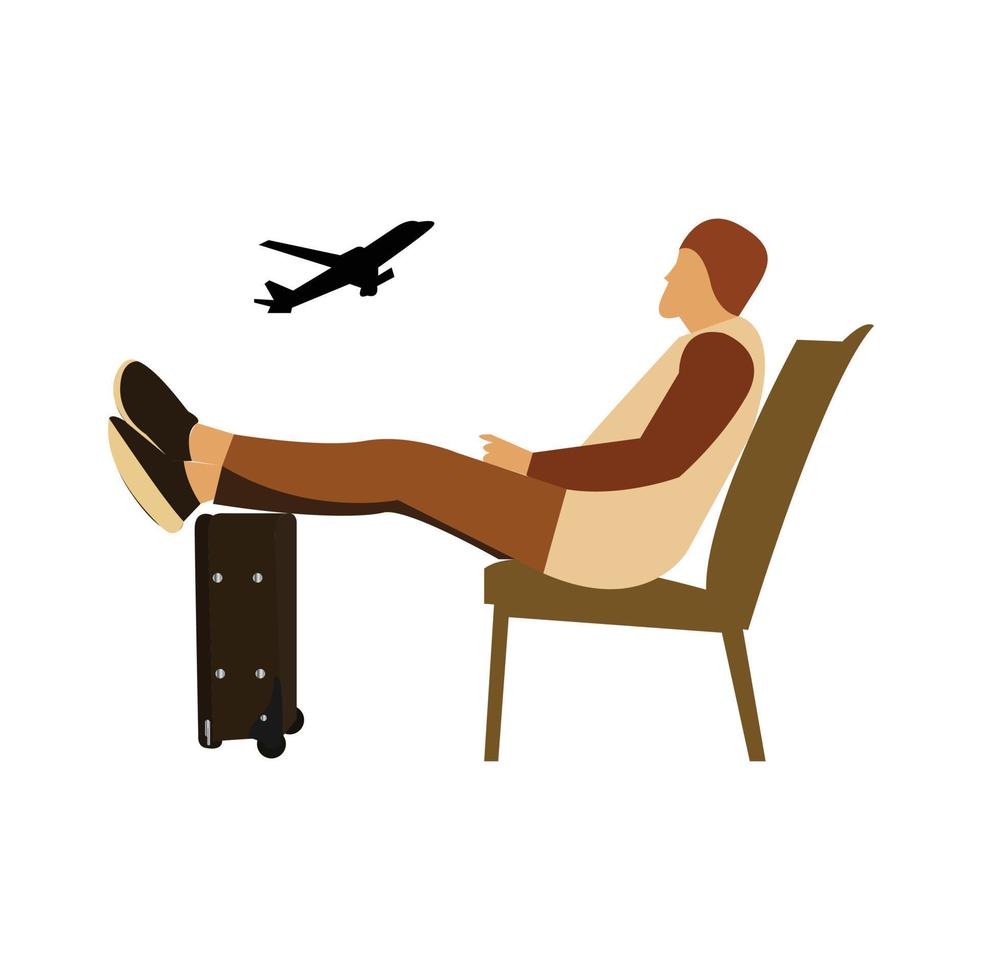 man on airport on white background vector