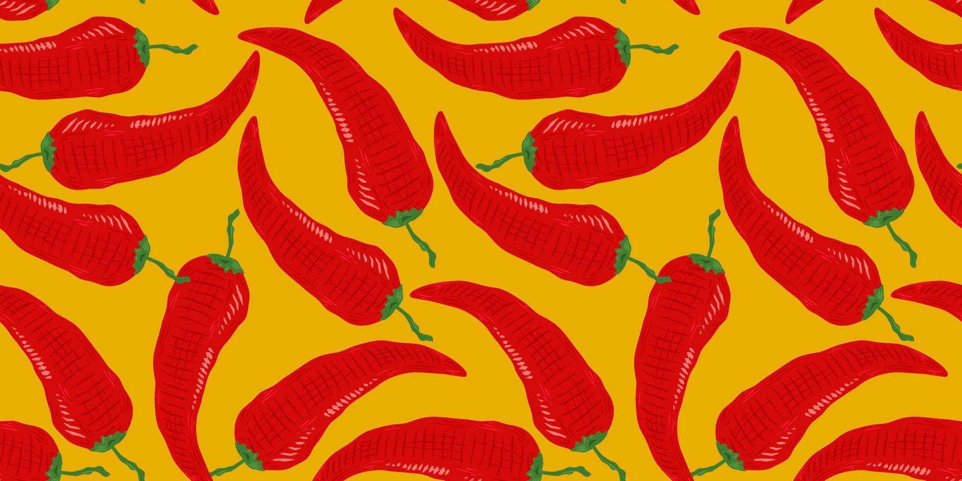 Vector seamless pattern of vintage chilli pattern.