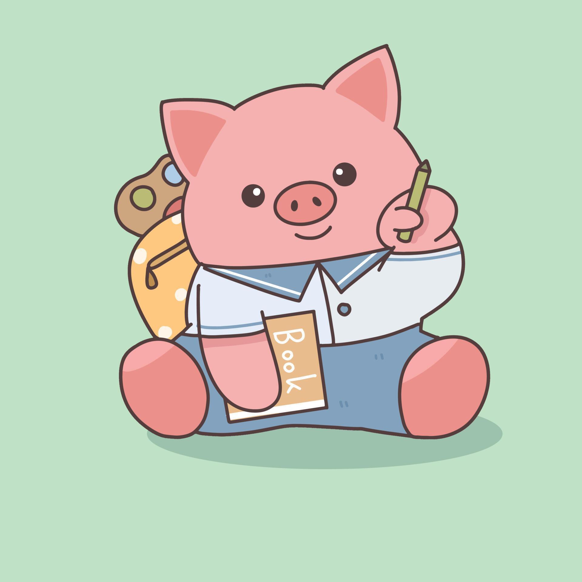pig animal student character, back to school 7716788 Vector Art at Vecteezy