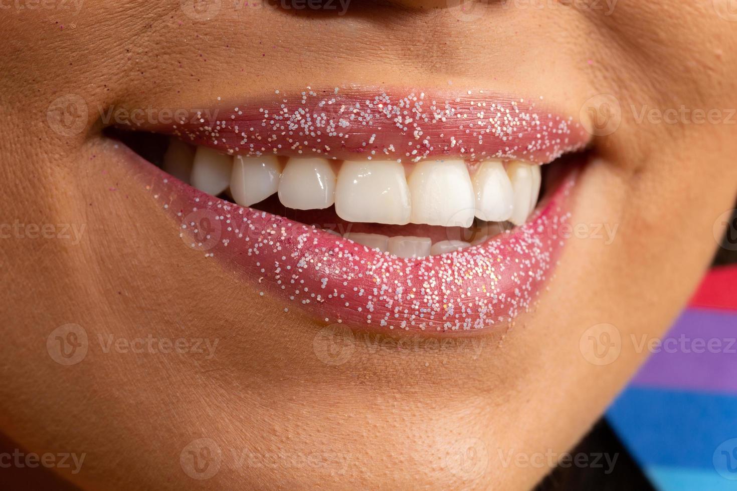 Carnival Makeup to celebrate Brazil's Carnaval. Makeup lips trend for the carnival. photo