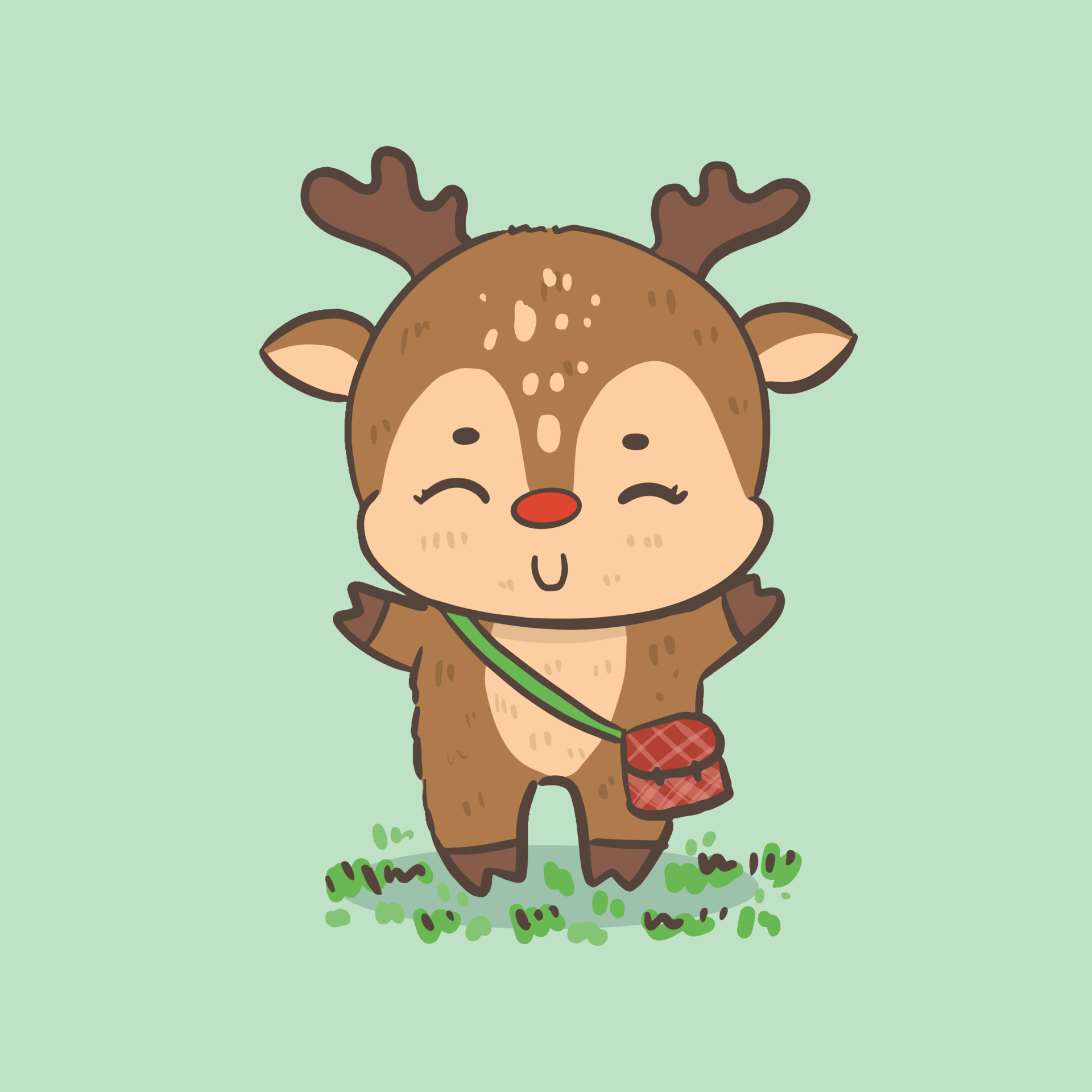 cute reindeer cartoon student animal with bag drawing on paper, back to  school 7717102 Vector Art at Vecteezy