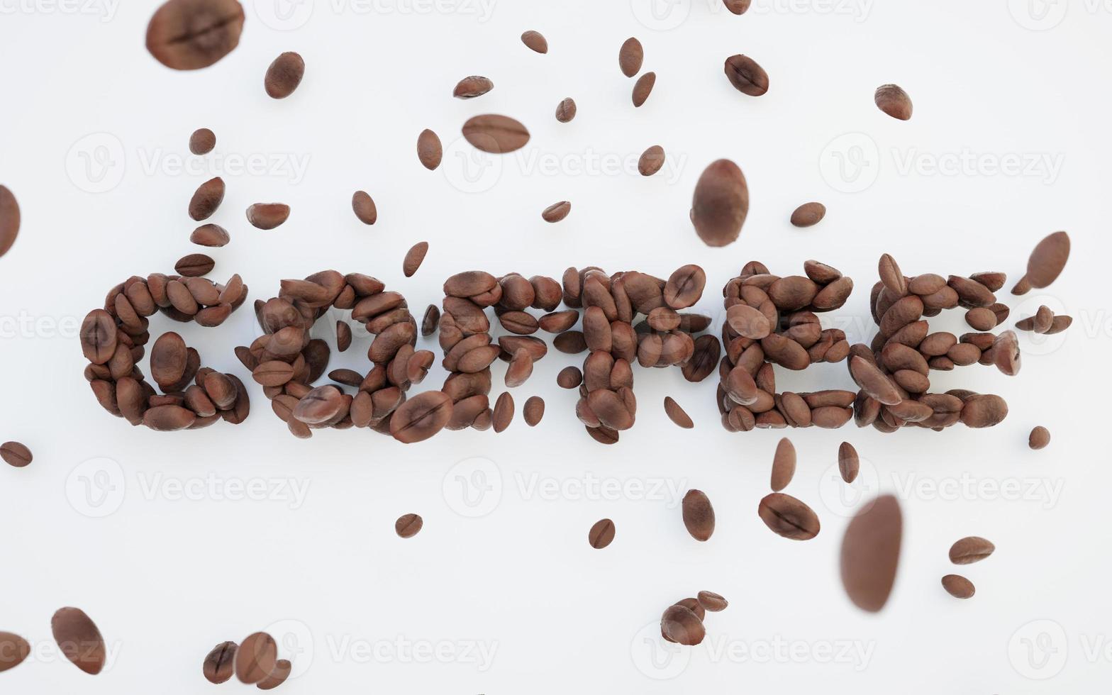 Concept coffee word of coffee beans. photo