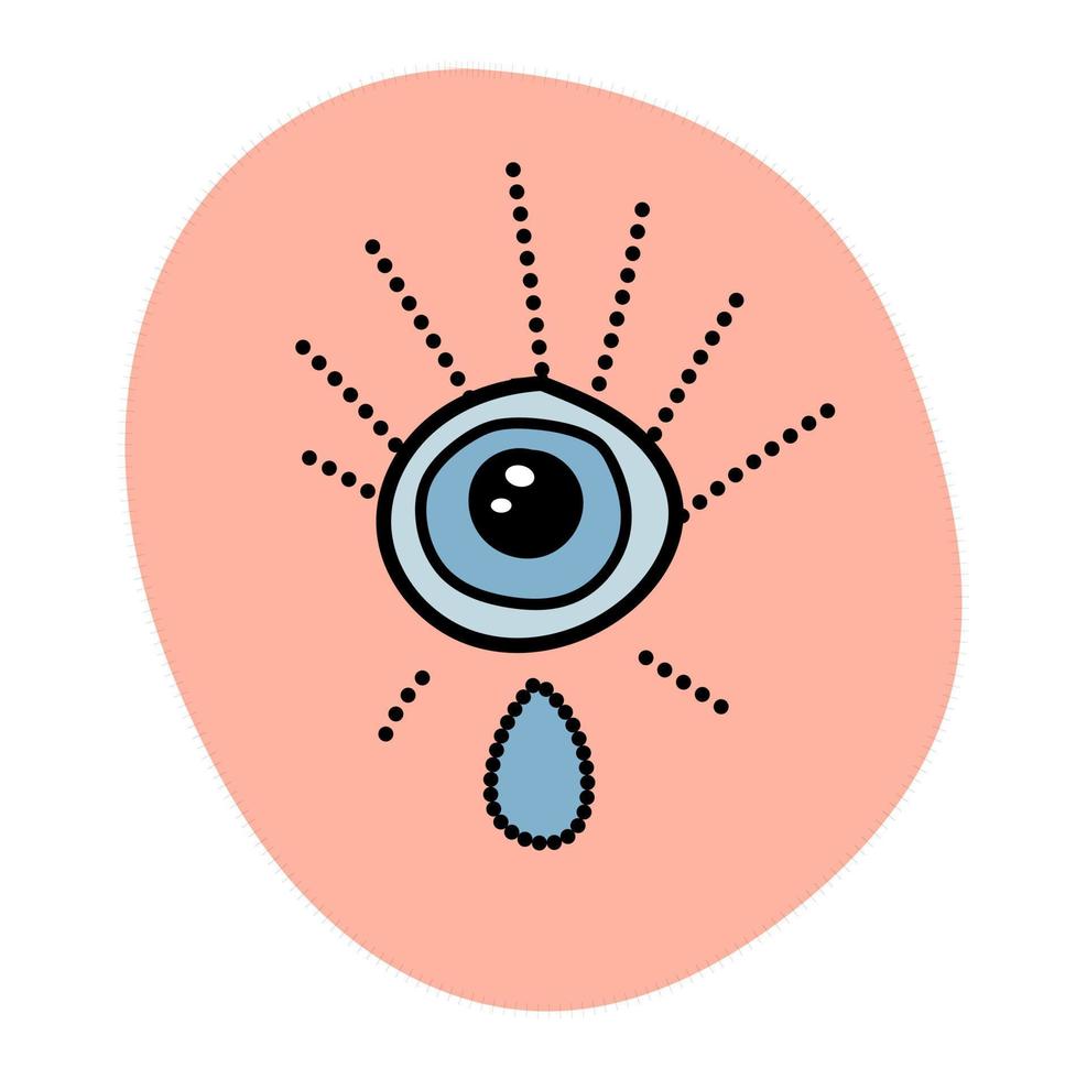 Magic logo, astrological amulet in Boho style. An eye from the evil eye. Esoteric eyes to protect against negative influences hypnotic gaze color linear illustration vector