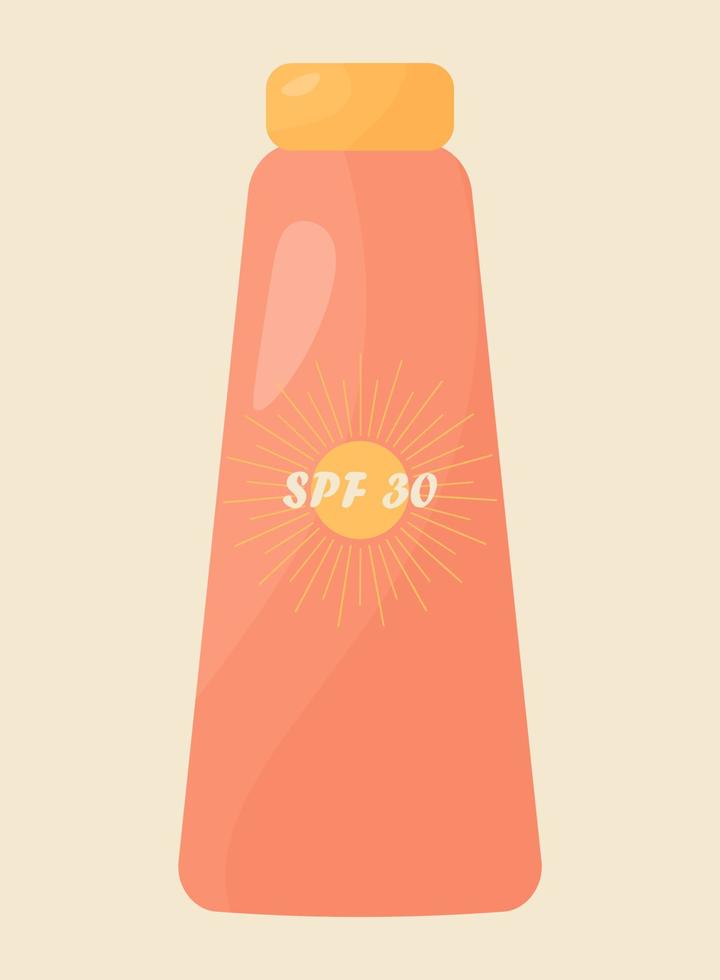 Sunscreen in a tube for applying and caring for the skin of the face, body with SPF. Cosmetics for tanning and after tanning vector