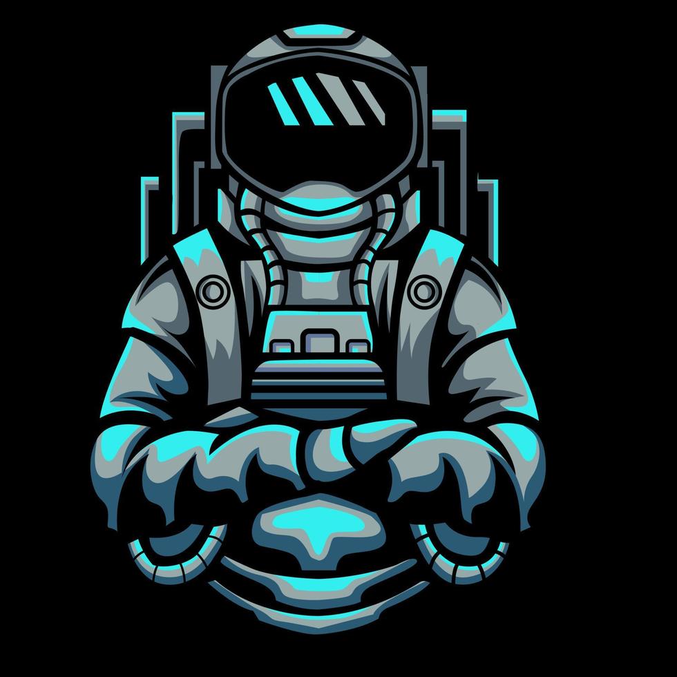 Astronaut Vector Illustration in neon color style