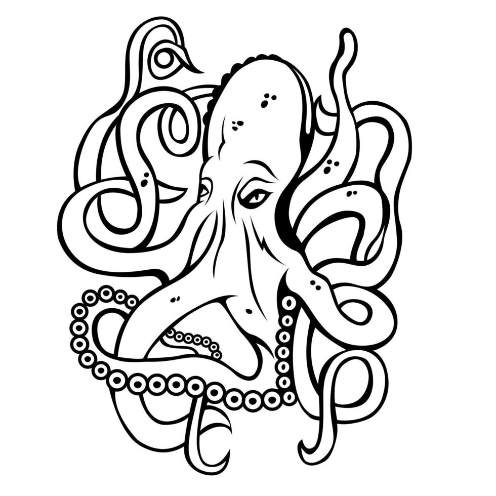 Octopus Vintage Vector Art isolated on white. vector illustration of octopus.