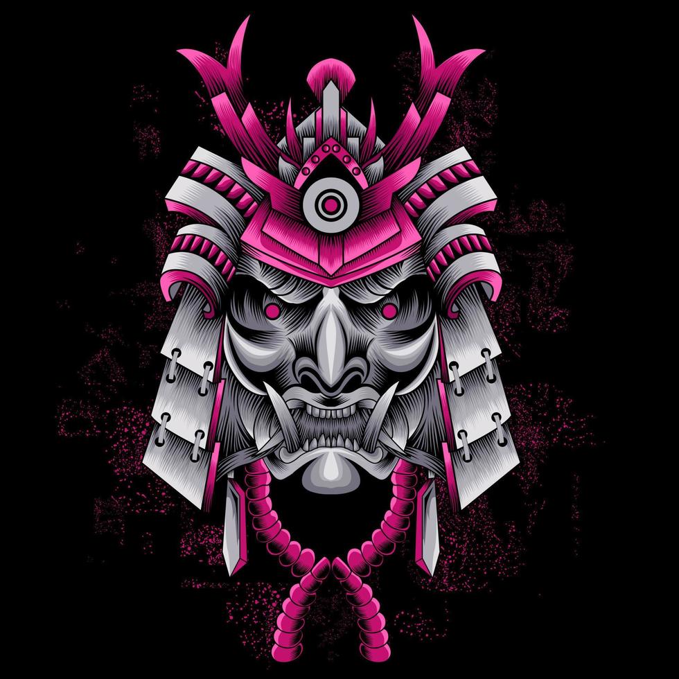 Samurai Mask Helmet Vector Illustration