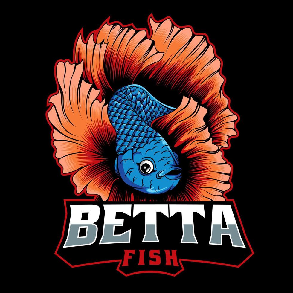 betta fish mascot esport logo design vector