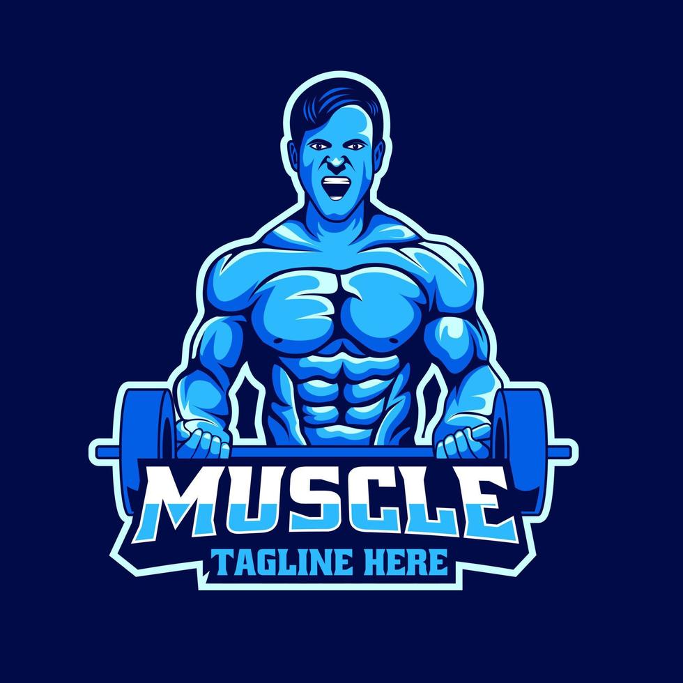 Muscle esport logo mascot design vector