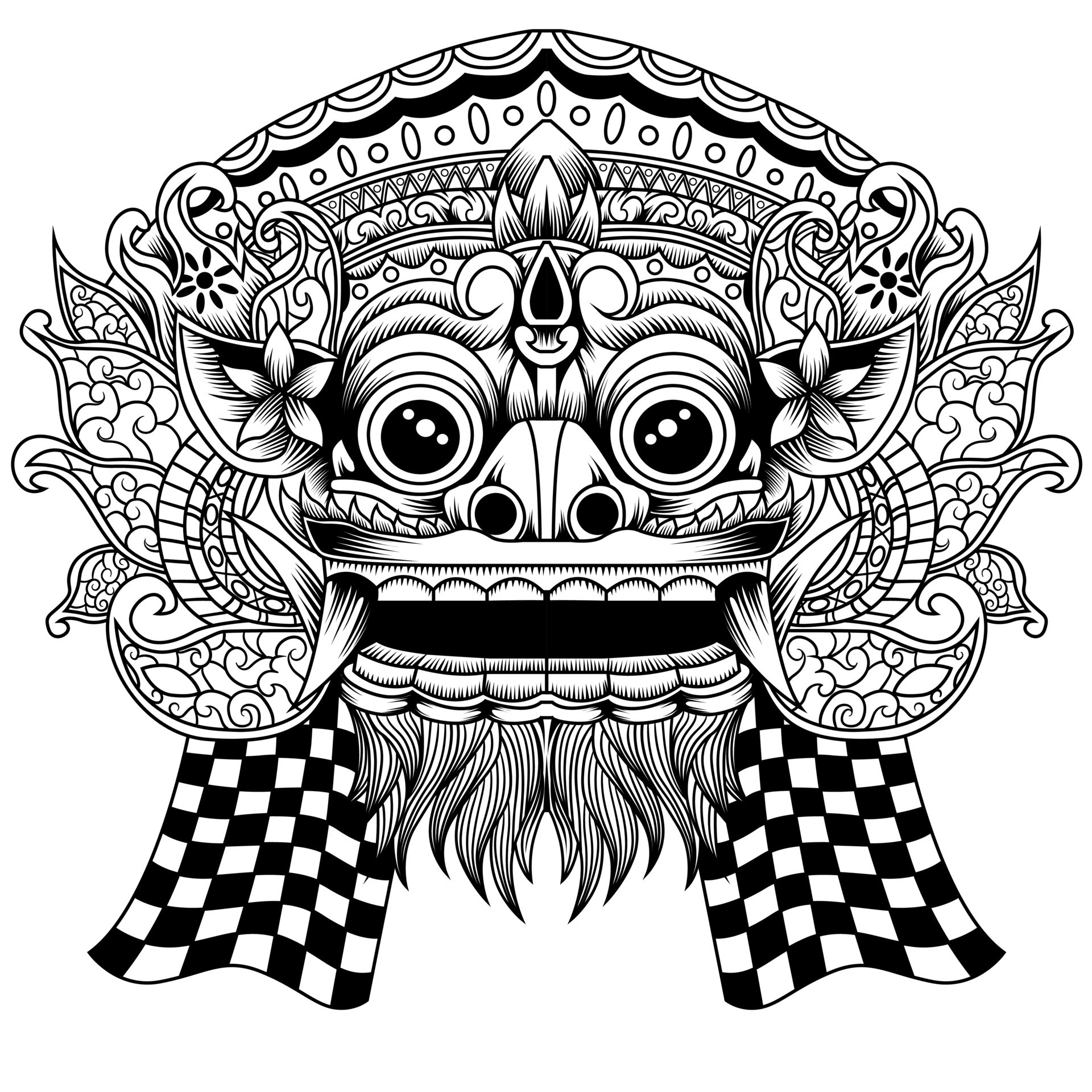 barong balinese mask vector illustration 7717801 Vector Art at Vecteezy
