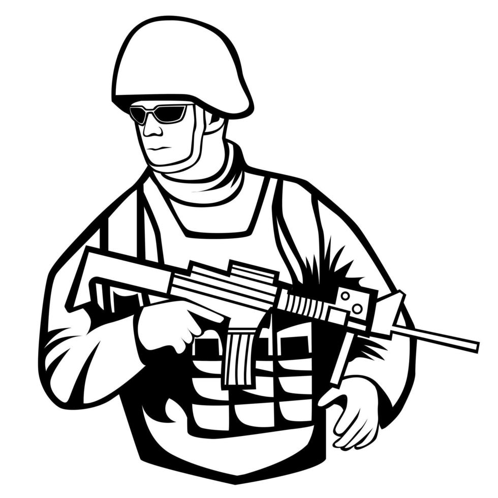 diseño de mascota de logotipo de esport de soldado veterano vector