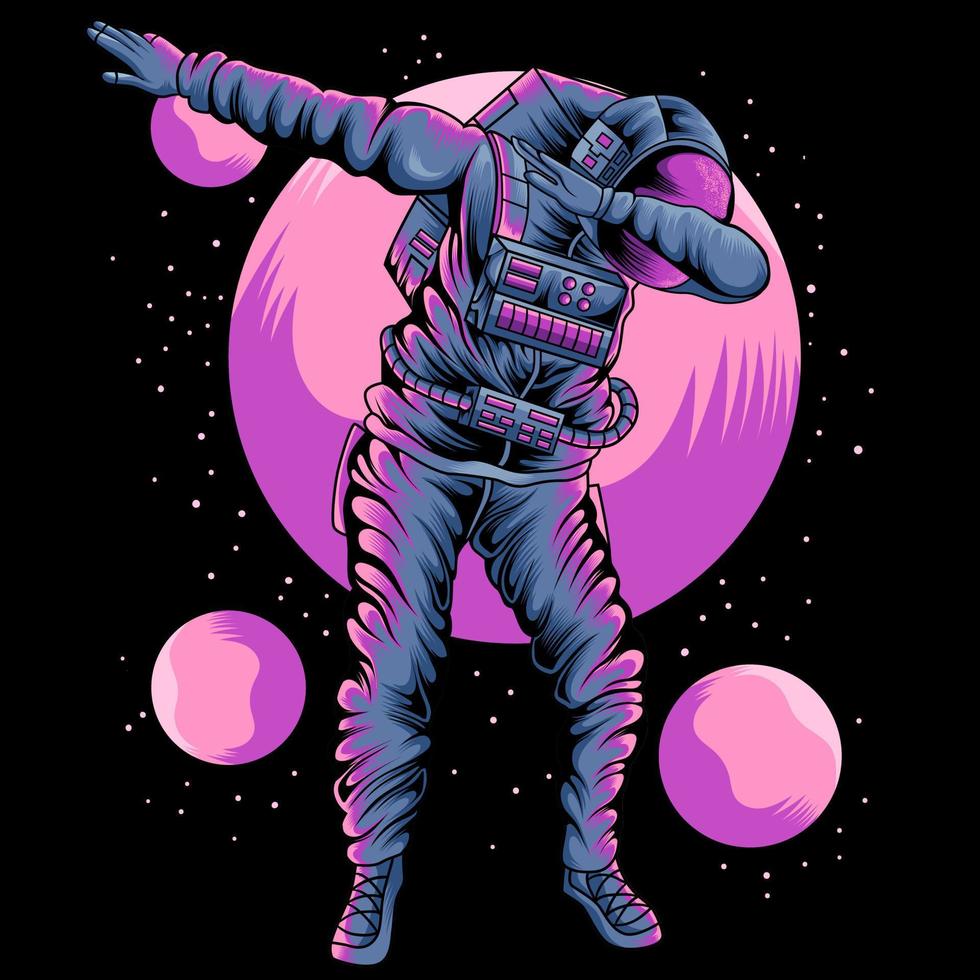 astronauta frotando en la luna, ilustración vectorial. vector