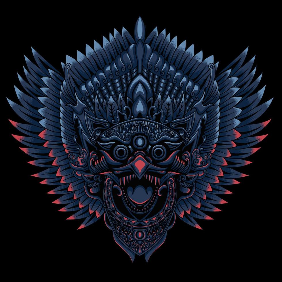 Garuda Jatayu Balinese in neon color style vector