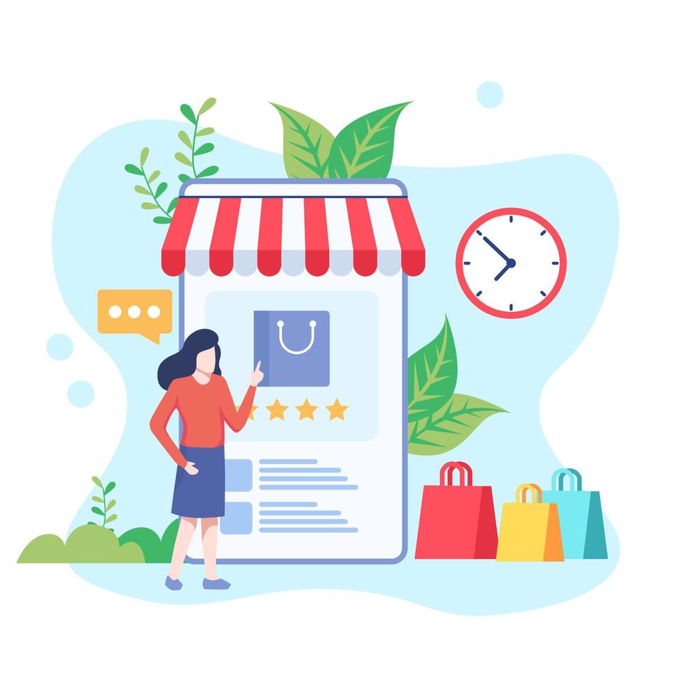 E-commerce buyer. Internet items. Banner between white background, between empty space. vector illustrations. Interacting people