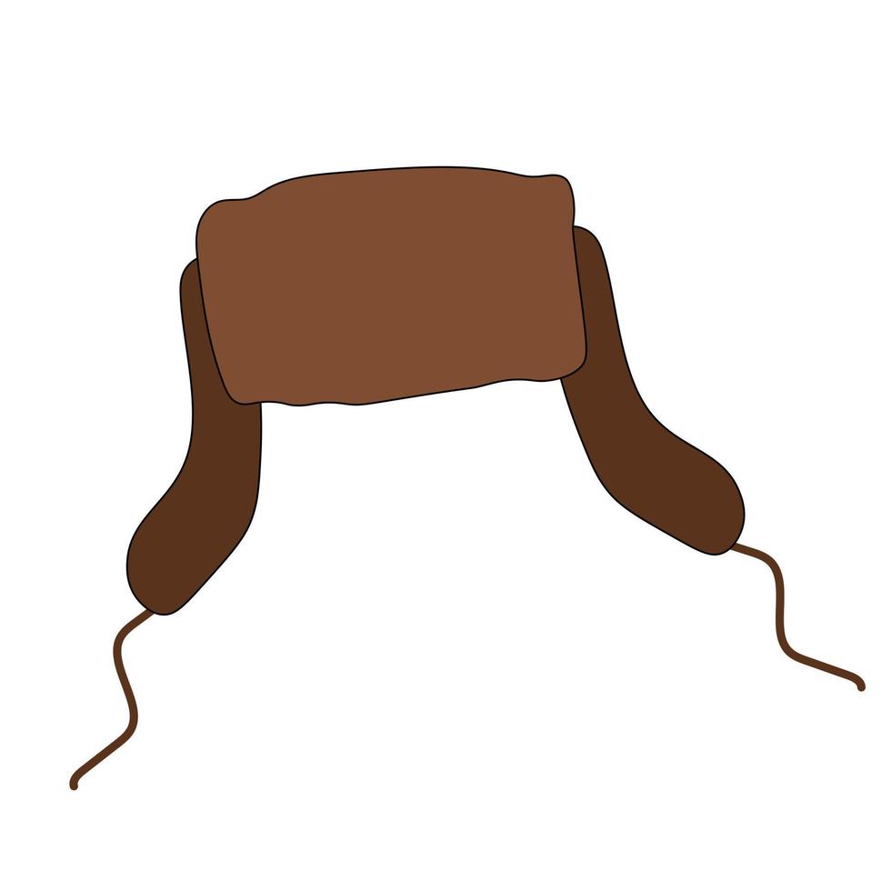 sombrero ushanka. gorra rusa de piel. tocado marrón. ilustración de dibujos animados aislado sobre fondo blanco vector