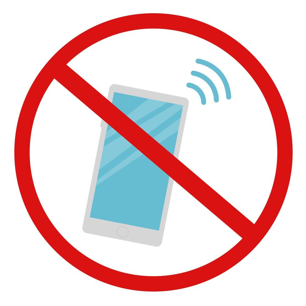 No phone sign. No talking and calling icon. Red cell prohibition. Vector illustration