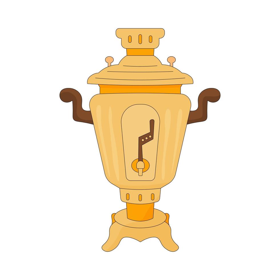 Russian samovar. Traditional tea party in Russia. Vector Illustration for printing, backgrounds, covers, packaging, greeting cards, posters, stickers and textile