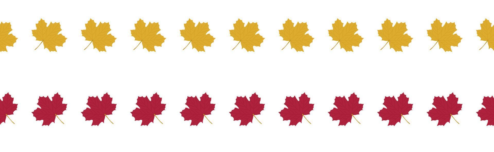 Decorative seamless border of rat and yellow maple leaves vector