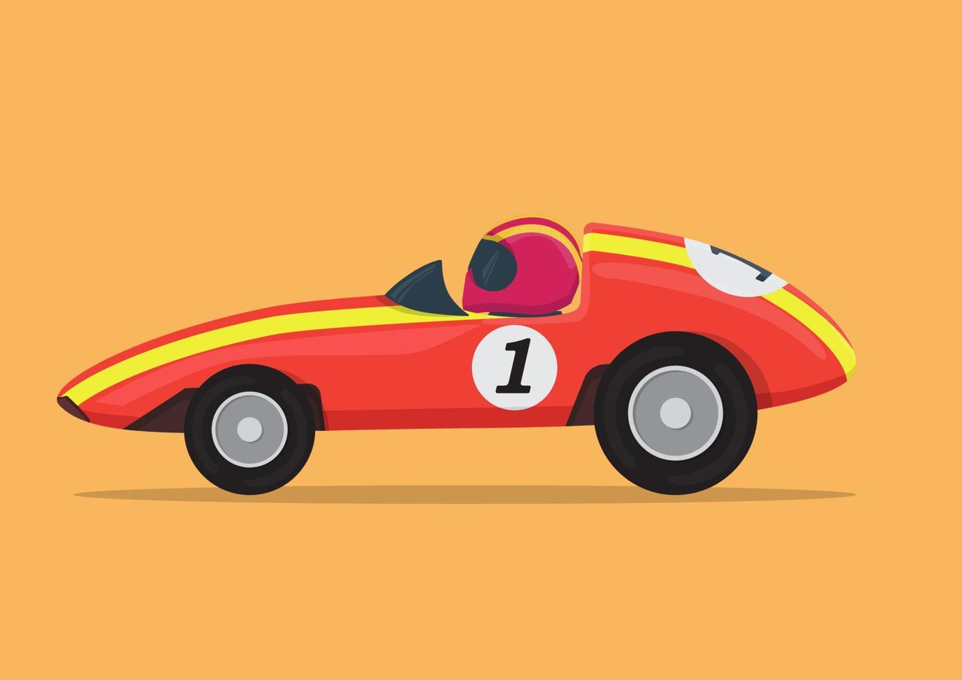 orange cartoon race car side view vector