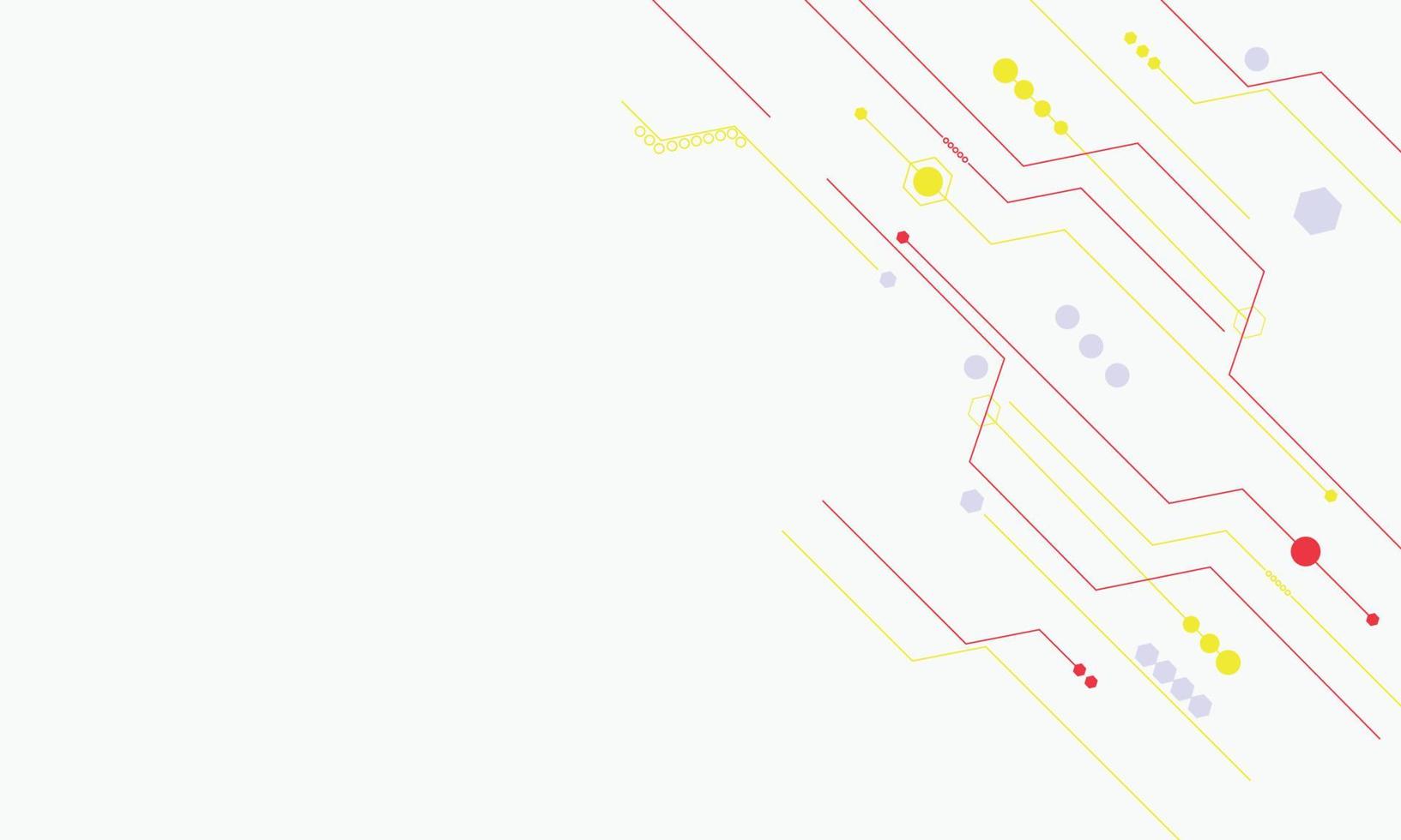 White background with abstract gray, red and yellow lines, dot and hexagon communication network connection big concept. vector