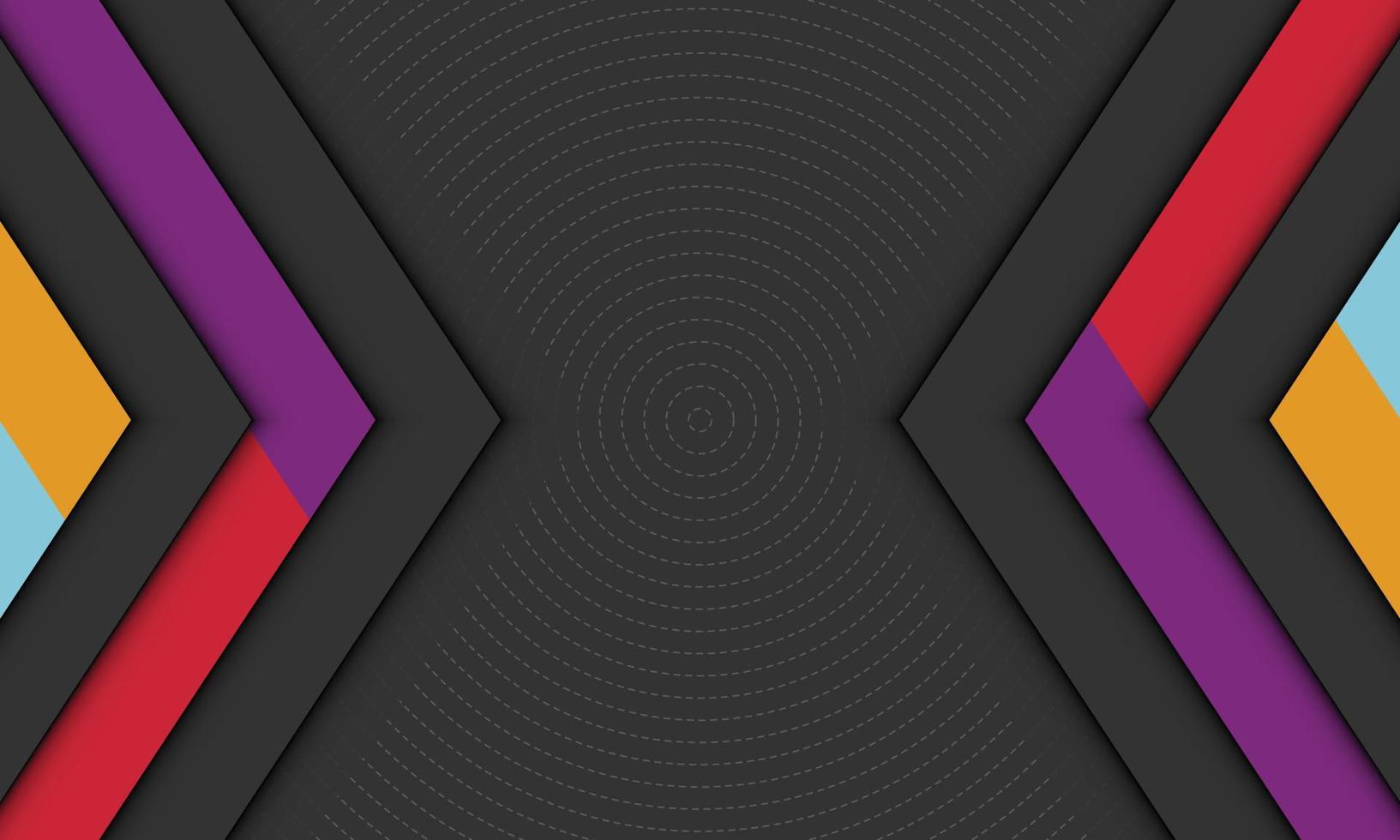 Abstract vibrant color triangle geometric overlap layer on black background. vector