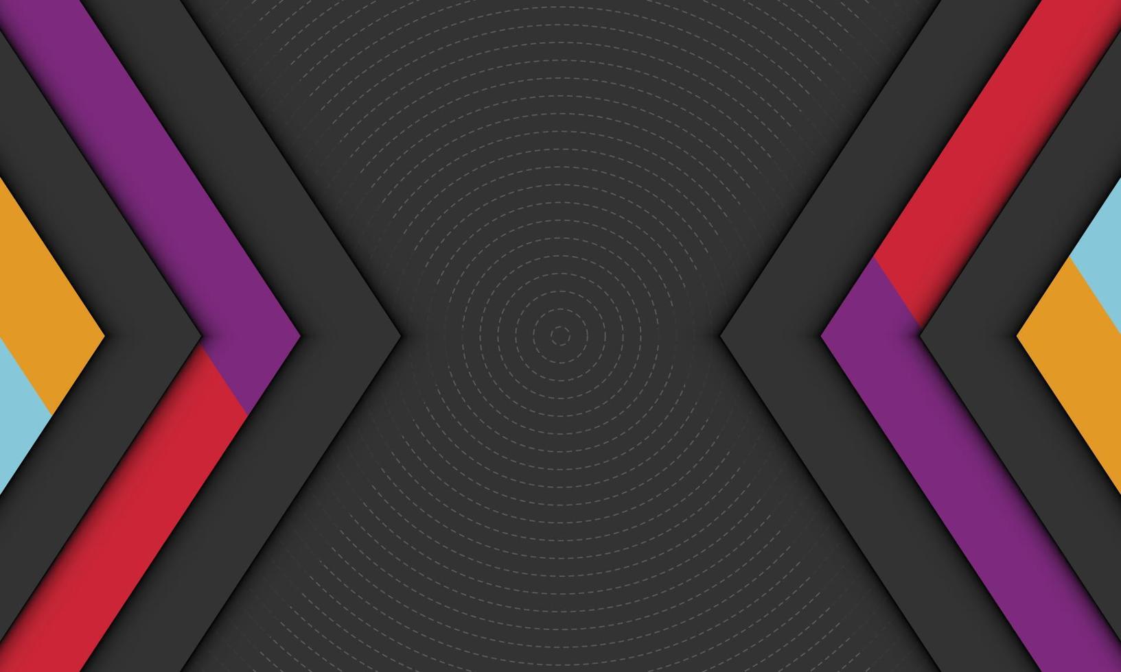 Abstract vibrant color triangle geometric overlap layer on black background. vector