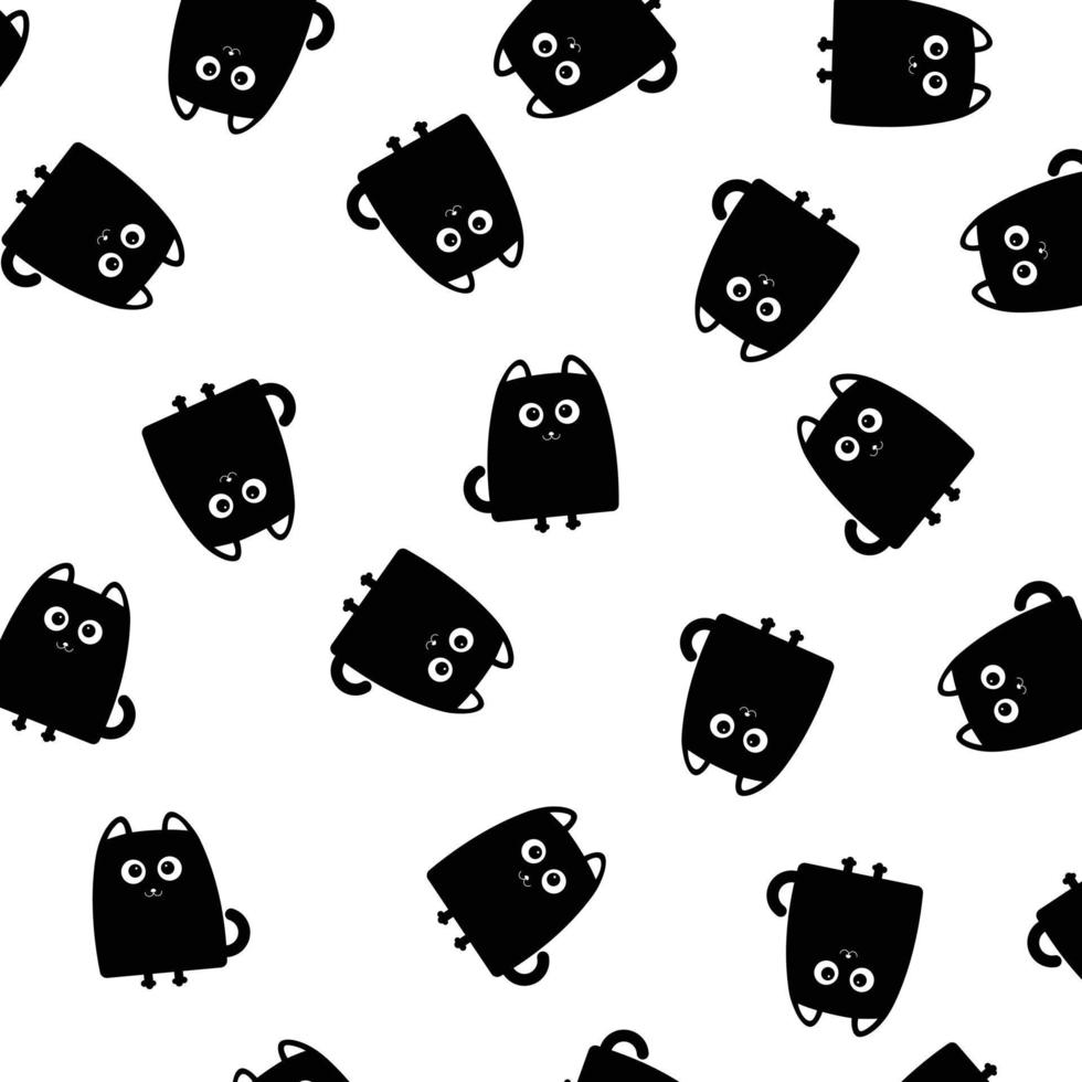 Black cat seamless pattern background. Vector. vector