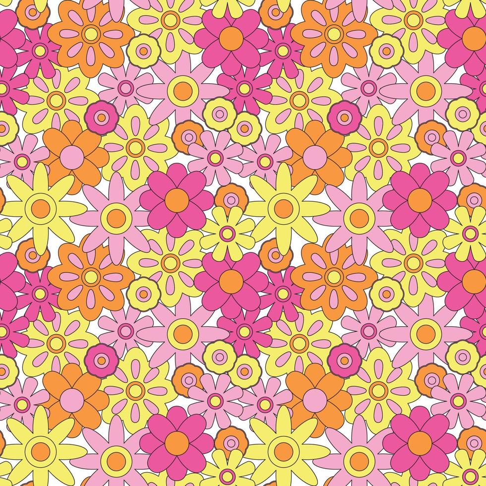 Abstract seamless groovy flower background. vector