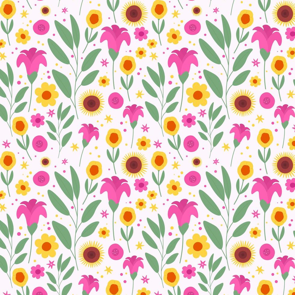 Hand drawn abstract floral pattern background. Vector. vector