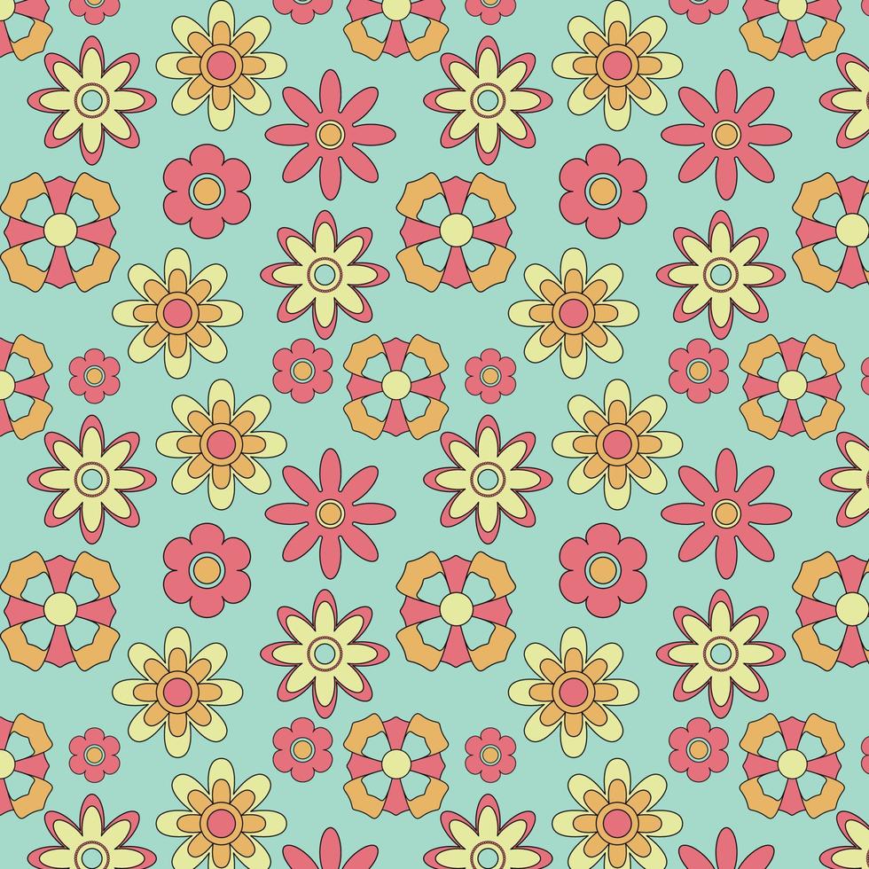 Abstract seamless groovy flower background. vector