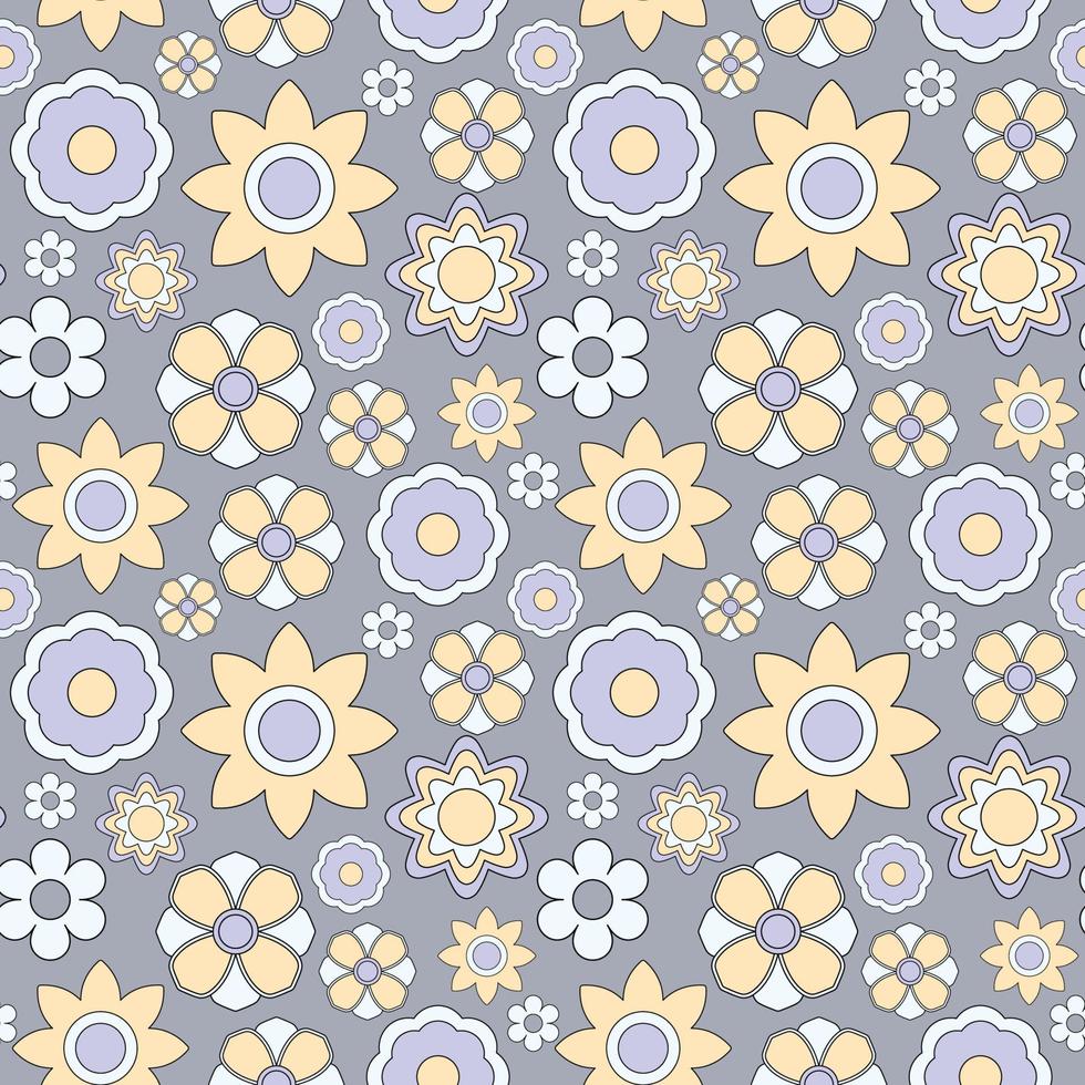 Abstract seamless groovy flower background. vector
