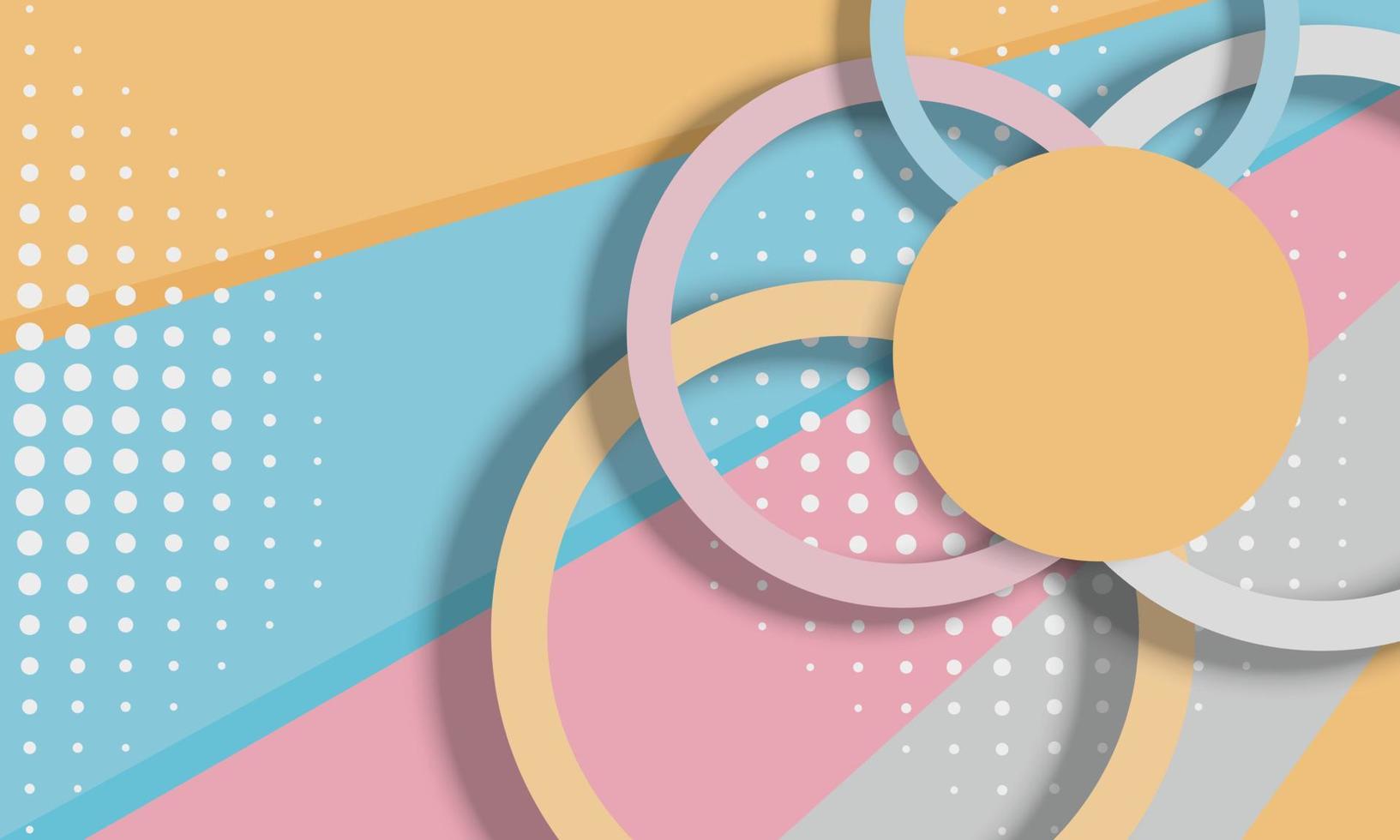 Abstract yellow, pink, blue and gray circle on the colorful triangle pattern background. vector